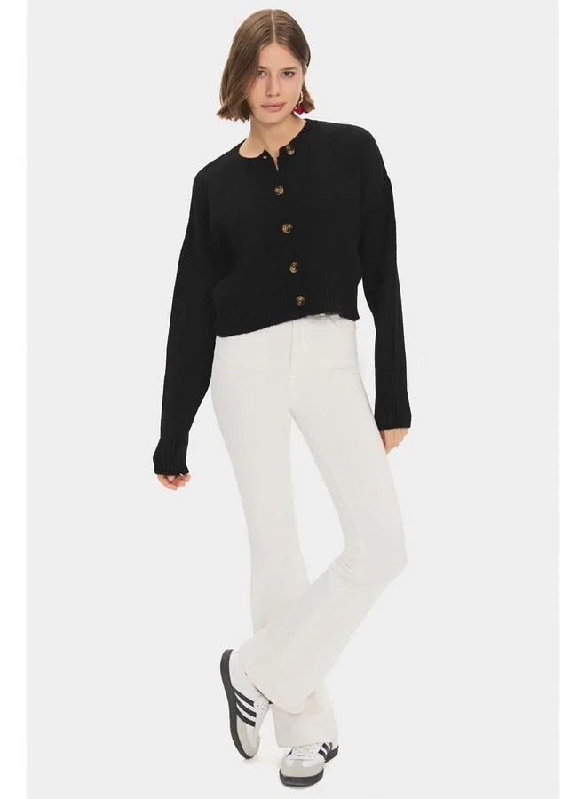 جون June Women Soft Textured Knitwear Cardigan Black