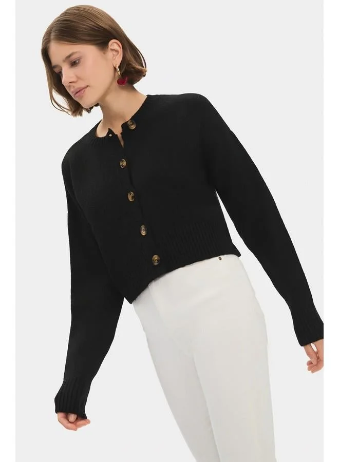 جون كارديجان نسائي محبوك ناعم أسود