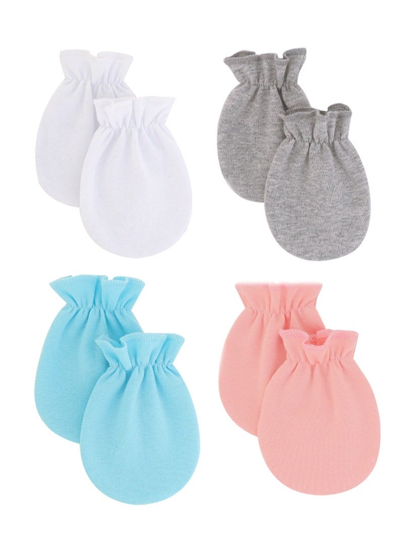 4 Pairs Of Baby Anti-Scratch Gloves, Elastic Adjustable Cotton Breathable Scratch-Resistant Gloves, Suitable For Boys And Girls 0-12 Months  - Image 1