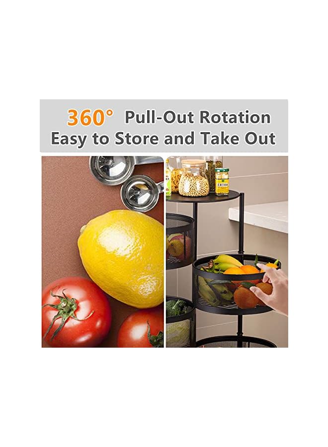 Zaboon Vegetable Basket Rotating Rack With Wheelshousehold Storage Shelf For Kitchen Living Fruit Vegetable Snack Stand Rotating Standing Fruit Basket Rotating Shelf Kitchen Organizer - Image 4