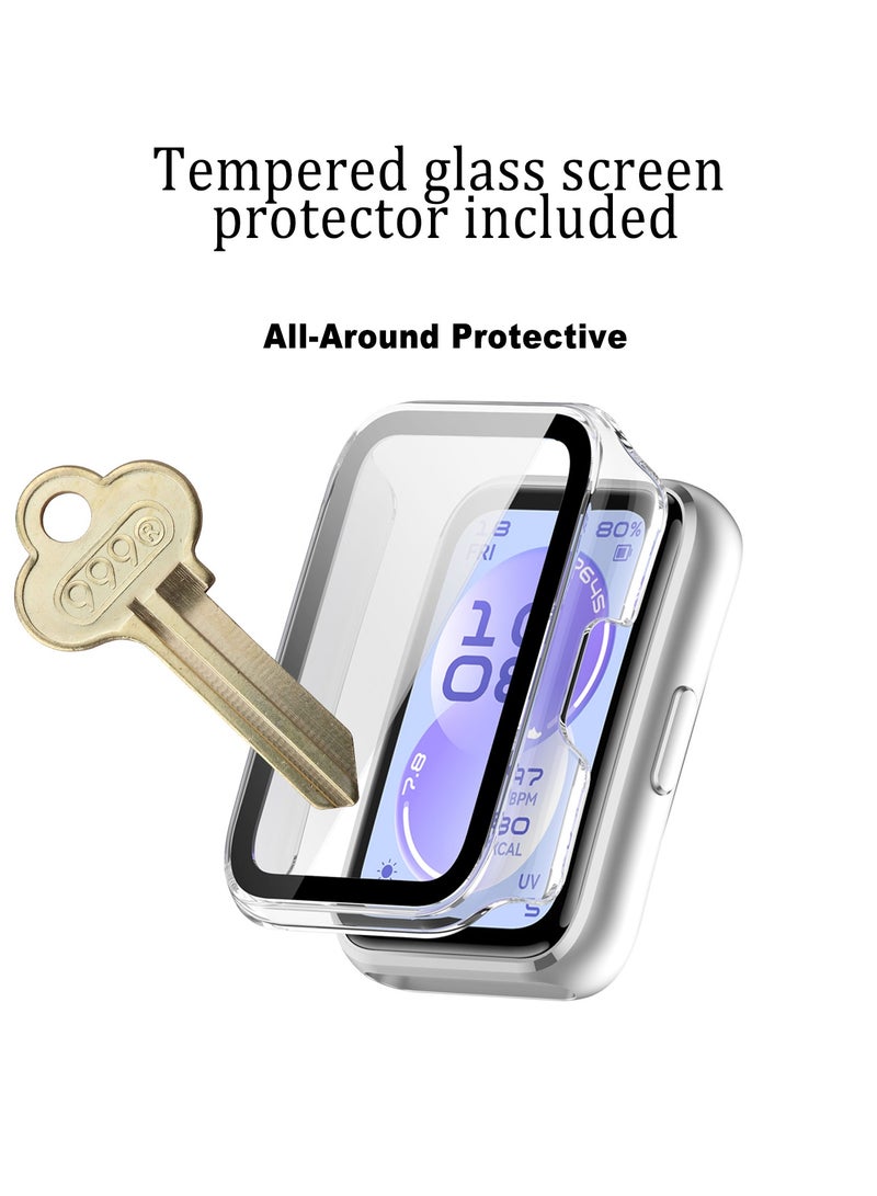 OLYSON 2-Packs TPU Case for Huawei Band 11/11 NFC, with Built-in Tempered Glass Screen Protector, Shockproof All-Around Protective Cover, Soft Slim Bumper, Clear + Black - Image 3