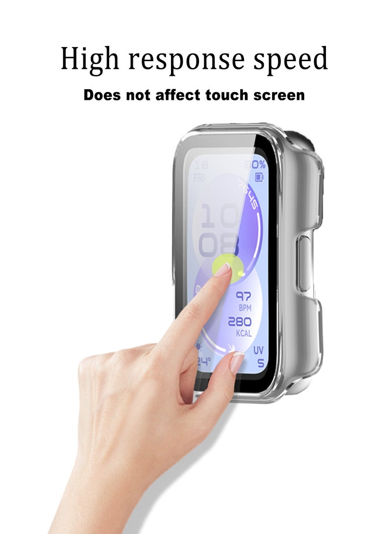 OLYSON 2-Packs TPU Case for Huawei Band 11/11 NFC, with Built-in Tempered Glass Screen Protector, Shockproof All-Around Protective Cover, Soft Slim Bumper, Clear + Black - Image 2