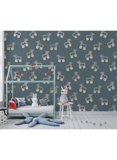 Christmas Seamless Pattern With Green Leaves Fabric Wallpaper Covers An Area ​​Up To 4.2Mx3M With Adhesive  And Smoothing Tool
