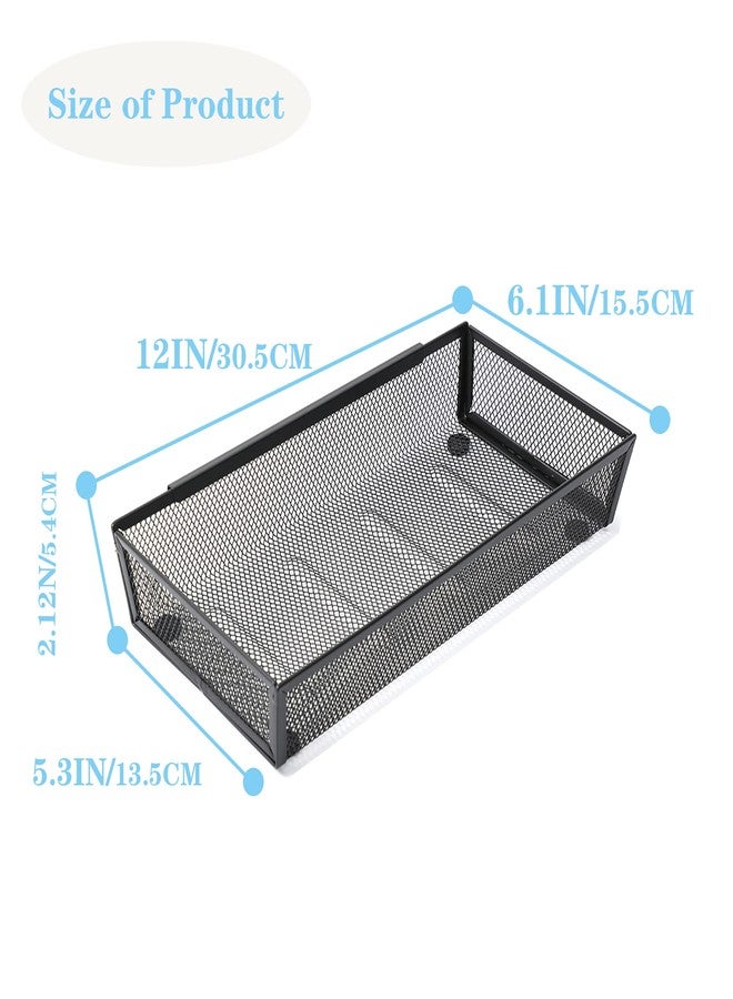 YFEEN Silverware Organizer ，Mesh Cutlery silverware Tray for Drawer，Tool tray organizer,Utensil Flatware Tableware Organizer for Kitchen,Office,with Non-slip,Fits Standard Drawer,(6x12 IN) 6PSC,Black - Image 2