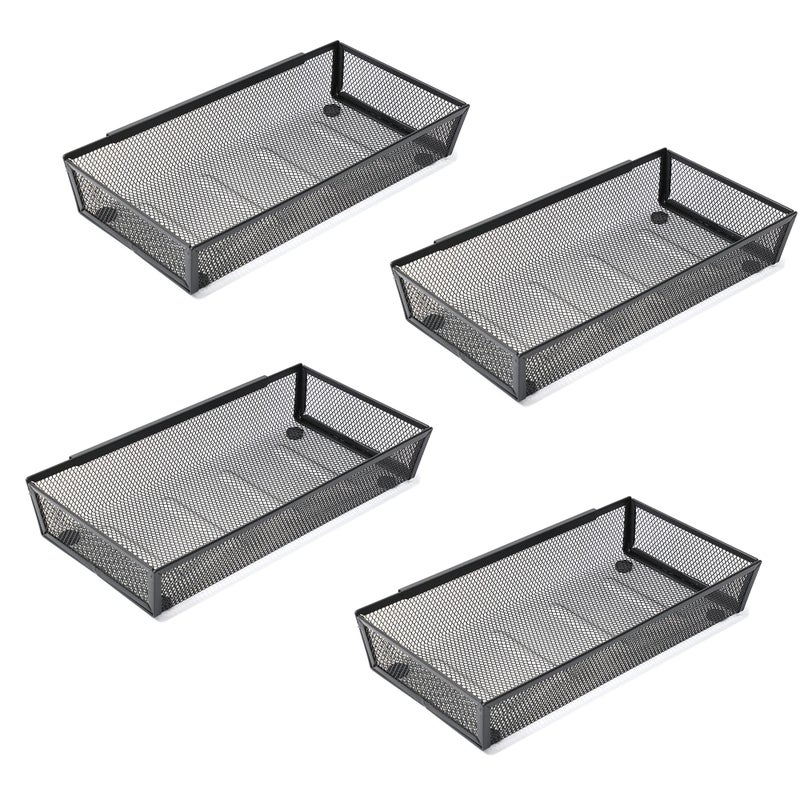 YFEEN Silverware Organizer ，Mesh Cutlery silverware Tray for Drawer，Tool tray organizer,Utensil Flatware Tableware Organizer for Kitchen,Office,with Non-slip,Fits Standard Drawer,(6x12 IN) 6PSC,Black - Image 1
