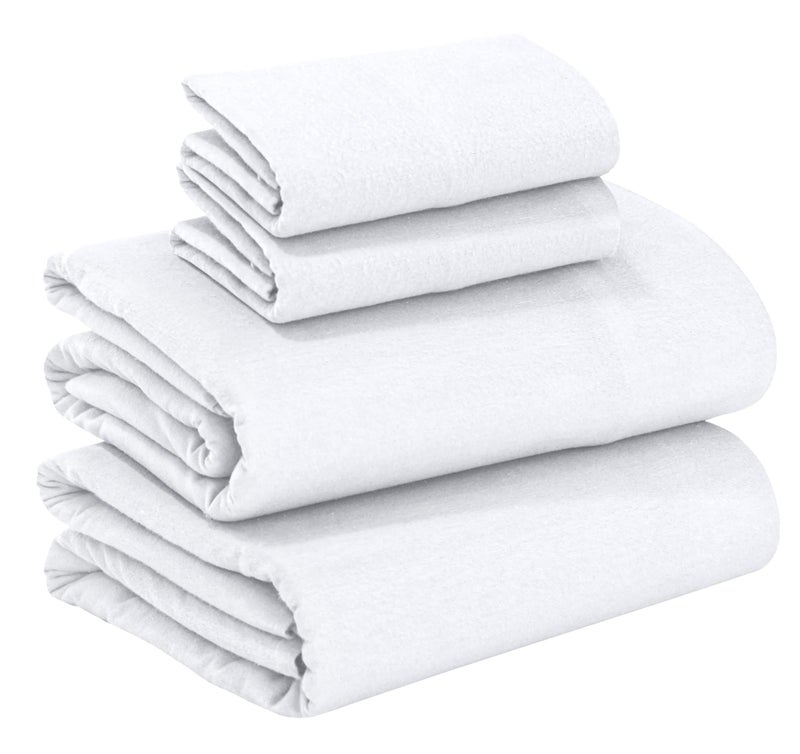 RUVANTI 100% Cotton Flannel Sheets Full Size - 4 Piece Warm, Soft & Breathable, Deep Pocket, Double Brushed Cozy All Season Bedding Set, White - Image 1