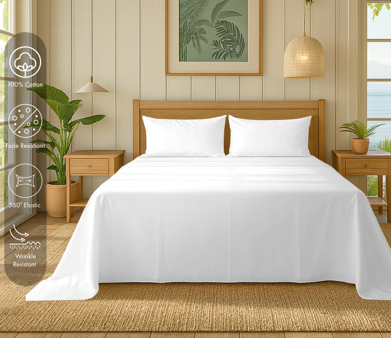 RUVANTI 100% Cotton Flannel Sheets Full Size - 4 Piece Warm, Soft & Breathable, Deep Pocket, Double Brushed Cozy All Season Bedding Set, White - Image 2