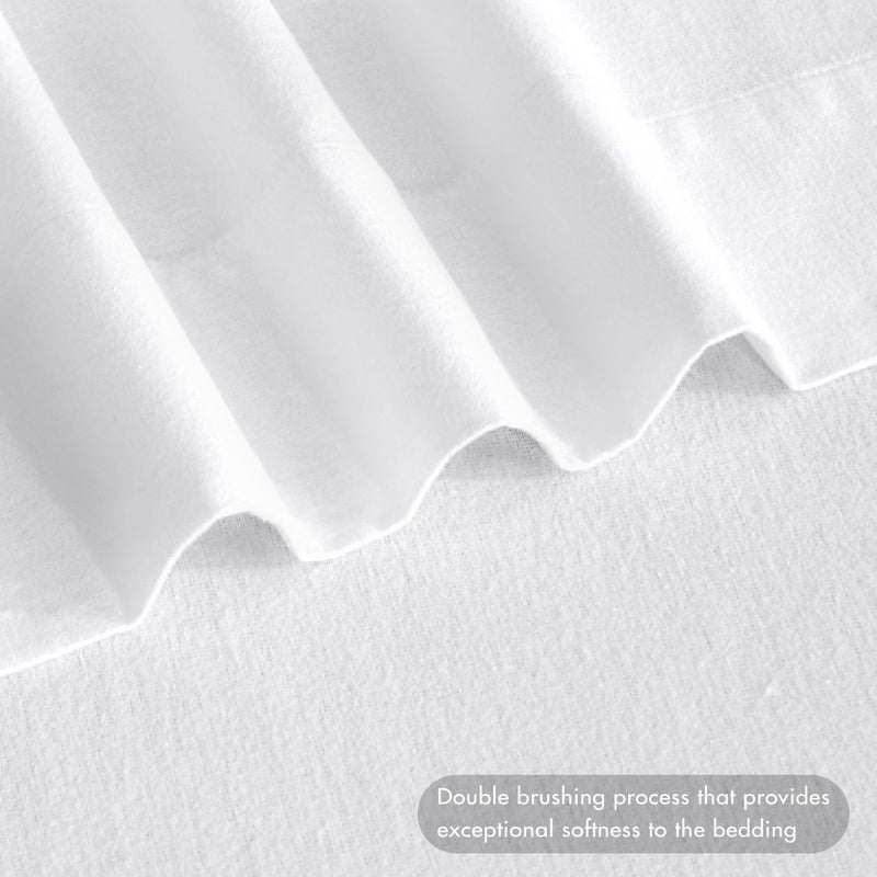RUVANTI 100% Cotton Flannel Sheets Full Size - 4 Piece Warm, Soft & Breathable, Deep Pocket, Double Brushed Cozy All Season Bedding Set, White - Image 4