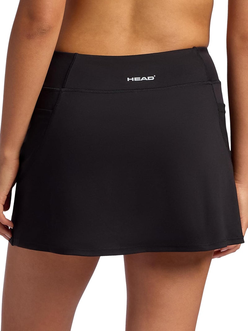HEAD Womenâ€™s Crosscourt Mesh Panel Skort, Standard Fit, 13â€ Inseam, Mid-Rise, Stretch Midweight Material, Built-in Compression Shorts with Pockets, Black, Large - Image 2