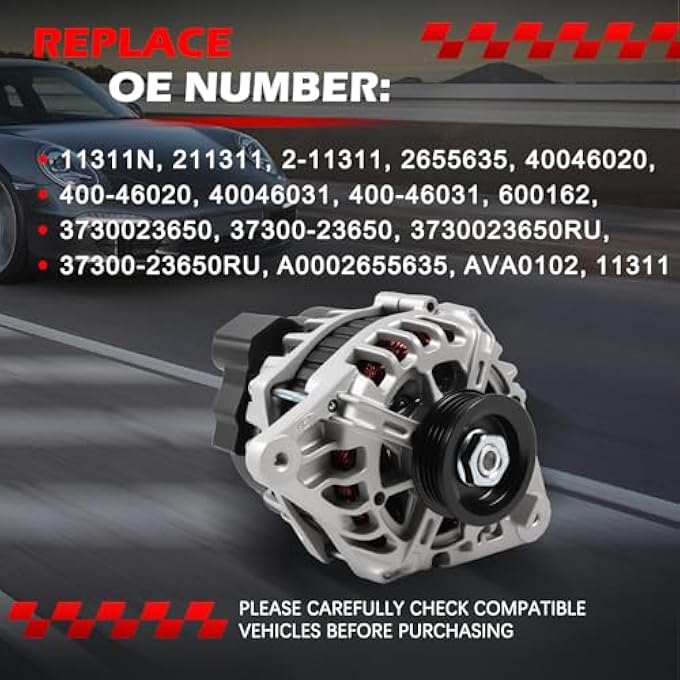 Autodevil 11311 Alternator 90Amp 12V Compatible with Elantra Soul 2007 2008 2009 2010 2011 2012 OE A0002655635, 11311N, 2655635, 40046031 - Image 3