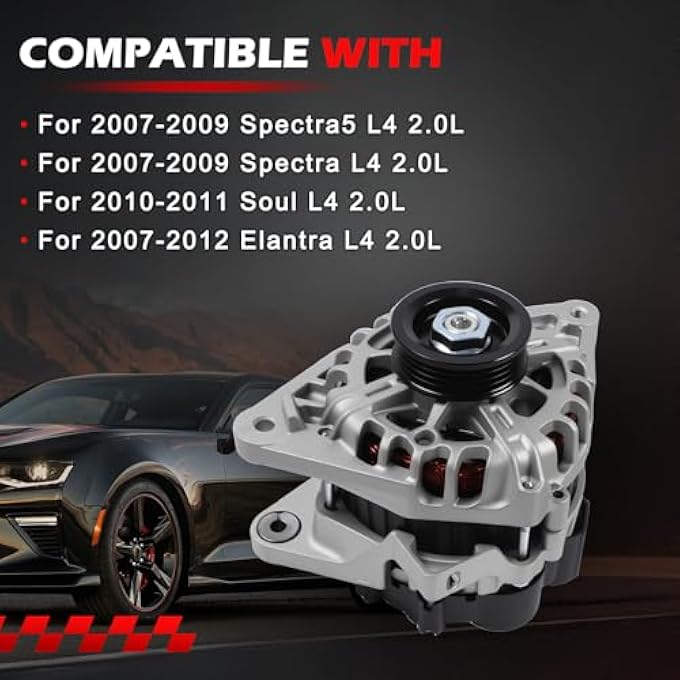 Autodevil 11311 Alternator 90Amp 12V Compatible with Elantra Soul 2007 2008 2009 2010 2011 2012 OE A0002655635, 11311N, 2655635, 40046031 - Image 2