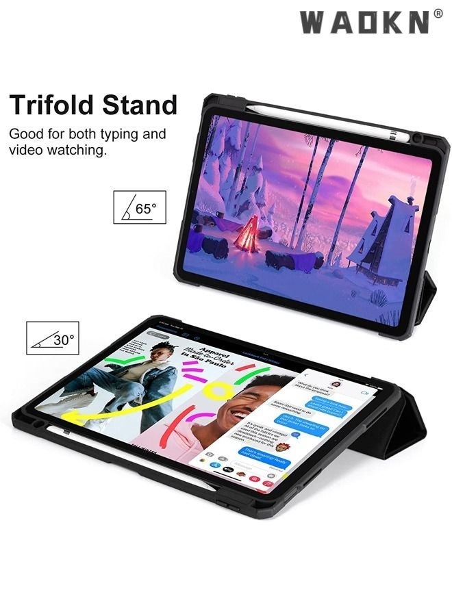 Raxoom Pro Case for iPad 10th Gen Case with Pencil Holder 2022 iPad 10.9 Inch Case, Clear Transparent Back Shell Trifold Protective Cases Shockproof Cover for 2022 iPad 10th Gen A2696 A2757 A2777 -Black - Image 3