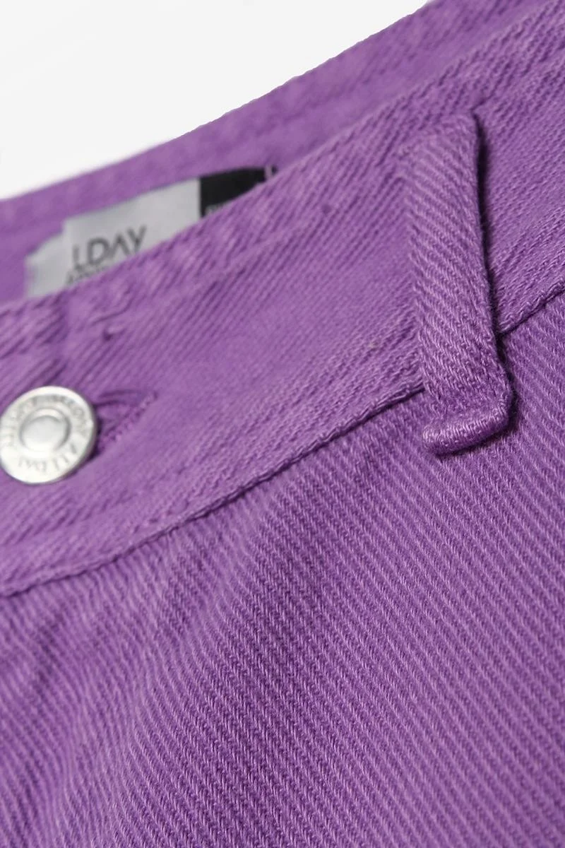 Allday PURPLE-100% Cotton High Waist Wide Leg Trousers