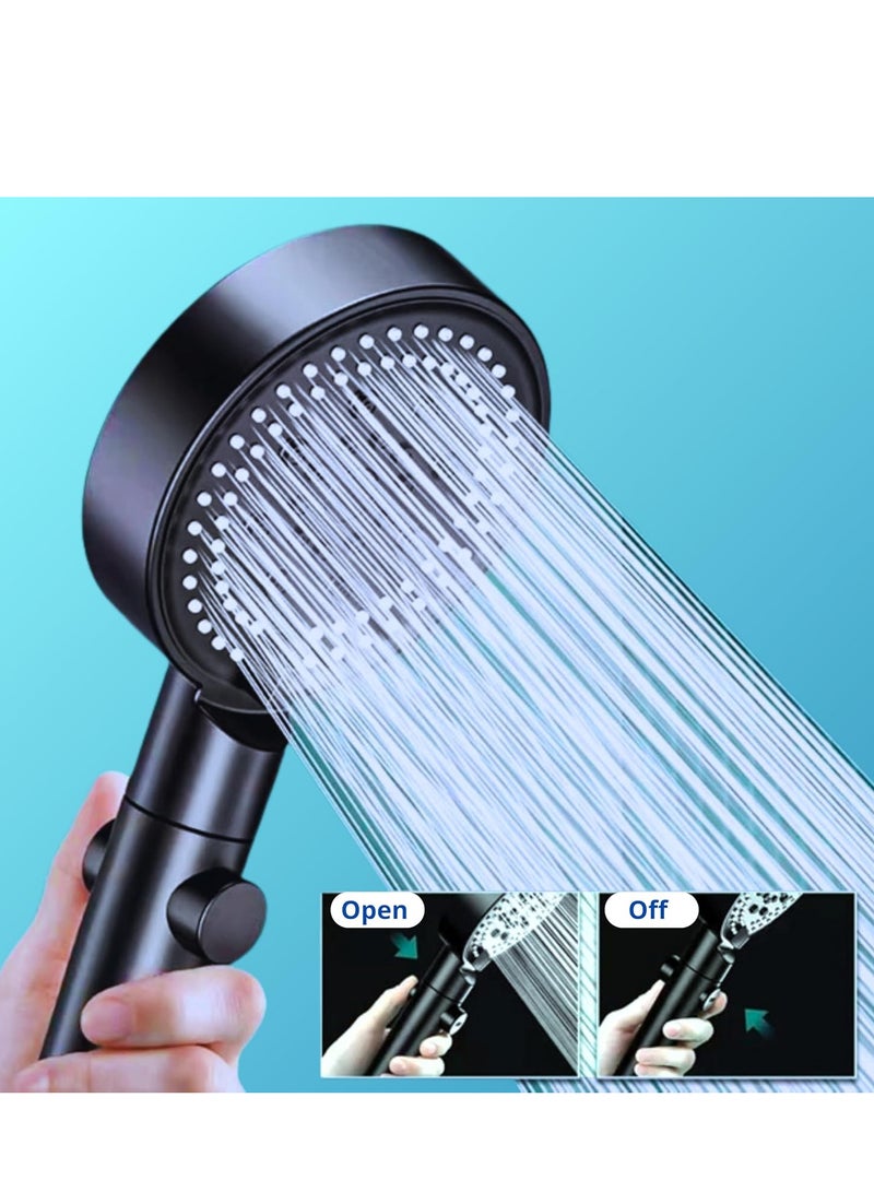 Relex Shower Head Set, High Pressure with 1.5M Hose, Modern Handheld Design Shower Head with Holder, 5 Jet Types for Spa, Bathing (Black) - Image 2