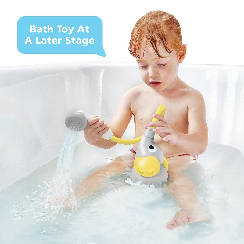 Yookidoo Yookidoo Baby Bath Shower Head - Water Pump with Trunk Spout Rinser - Control Water Flow from 2 Elephant Trunk Knobs for Maximum Fun in Tub or Sink for Newborn Babies(Yellow)  - Image 4