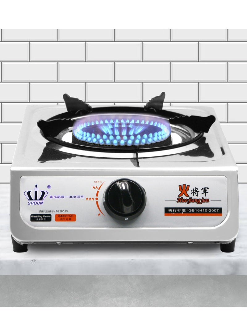 Grace Portable Gas Stove Single Burner Cooker LPG Camping Wok Stainless Steel 4kW Indoor & Outdoor Stainless Steel - Image 1