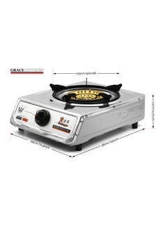 Grace Portable Gas Stove Single Burner Cooker LPG Camping Wok Stainless Steel 4kW Indoor & Outdoor Stainless Steel  - Image 2