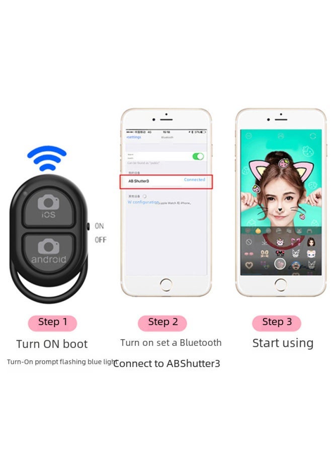 Mobile Phone Remote Control Wireless Bluetooth Selfie Android Apple For Mobile Phone Selfie Shutter Remote Control Manufacturers-Color:S3 Selfie (OPP Bag) White - Image 2