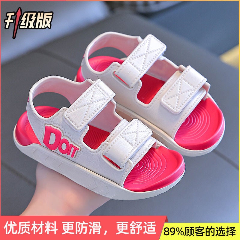 Childrens Boys Sandals New Summer Non-Slip Soft Sole Girls Internet Celebrated Baby Middle and Old Childrens Fashionable Beach Shoes Pink Upgrade - Image 1