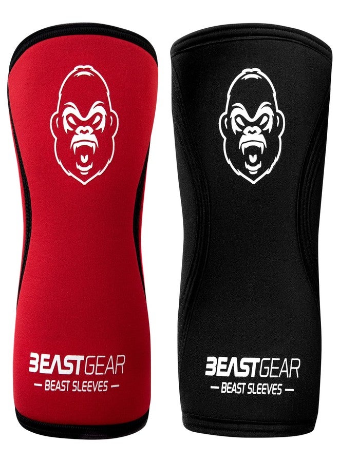 Beast Gear Knee Sleeves for Weightlifting - 5mm Reversible Neoprene Compression Sleeve Pack for Powerlifting, Squats & Running, medium - Image 1