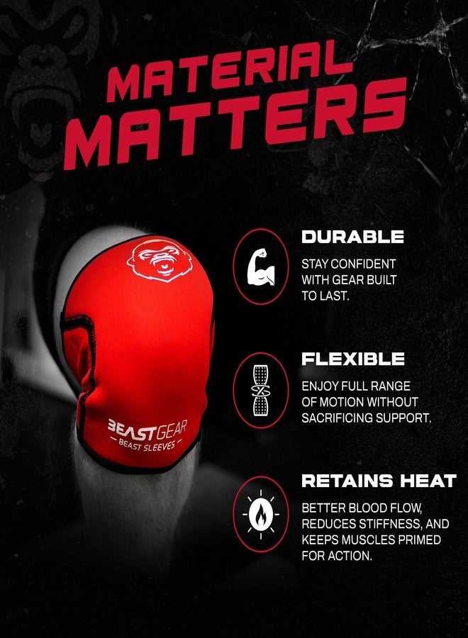 Beast Gear Knee Sleeves for Weightlifting - 5mm Reversible Neoprene Compression Sleeve Pack for Powerlifting, Squats & Running, medium - Image 2