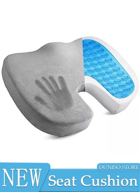 Gel Seat Cushion for Car, Cooling Seat Cushion with Anti-Slip Bottom and Removable Cover, Breathable Car Office Chair Seat Cushion for Tailbone Pain Relief