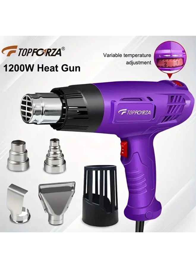 Topforza Heat Gun Temperature Control With 4 Nozzles Dural Cover Heavy Duty Hot Air Gun US Plug - Image 1