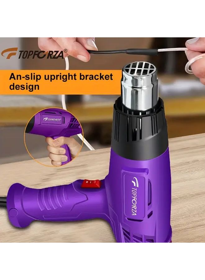 Topforza Heat Gun Temperature Control With 4 Nozzles Dural Cover Heavy Duty Hot Air Gun US Plug - Image 3