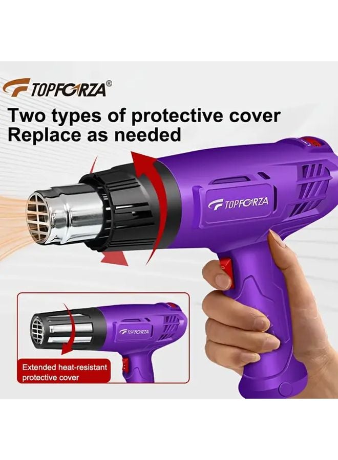 Topforza Heat Gun Temperature Control With 4 Nozzles Dural Cover Heavy Duty Hot Air Gun US Plug - Image 5