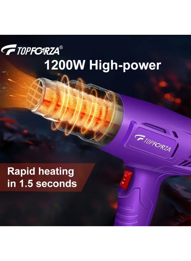 Topforza Heat Gun Temperature Control With 4 Nozzles Dural Cover Heavy Duty Hot Air Gun US Plug - Image 4