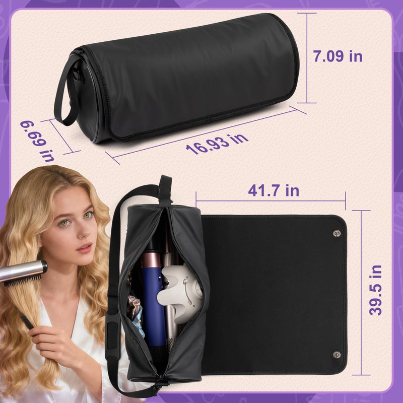MIUONO Hair Tools Travel Bag, Hair Tool Organizer with Large Heat Resistant Mat, Hair Dryer Curling Iron Travel Case for Flat Irons, Straighteners and Haircare Accessories - Image 2
