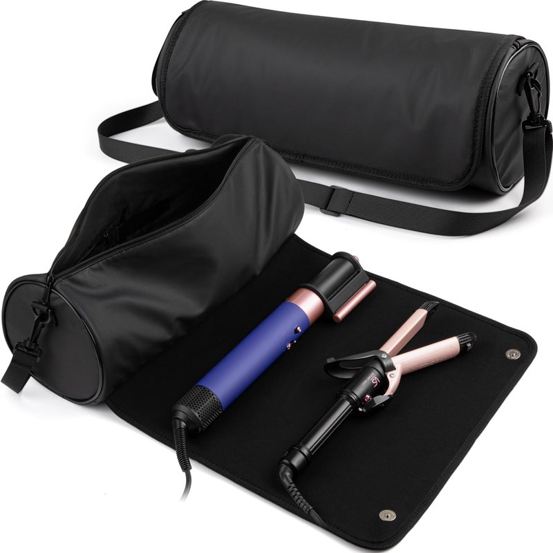 MIUONO Hair Tools Travel Bag, Hair Tool Organizer with Large Heat Resistant Mat, Hair Dryer Curling Iron Travel Case for Flat Irons, Straighteners and Haircare Accessories - Image 1