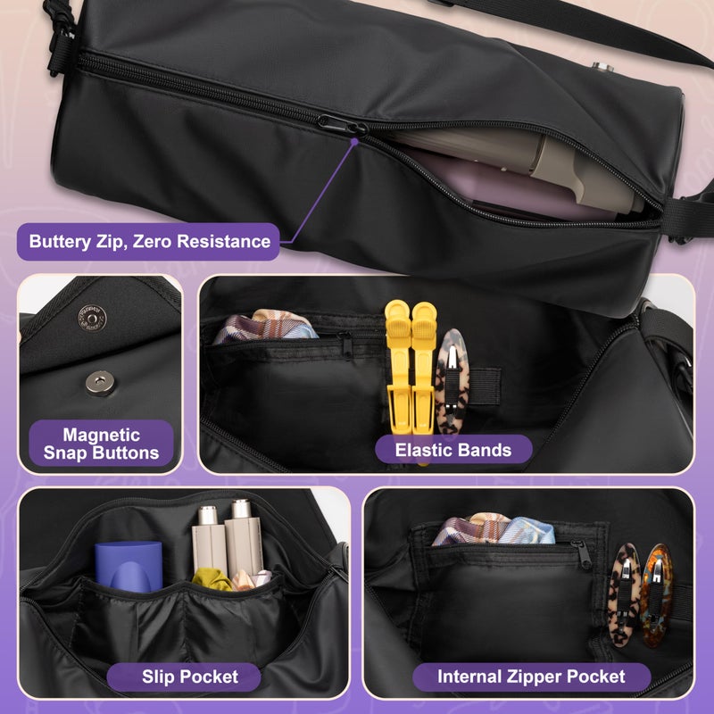 MIUONO Hair Tools Travel Bag, Hair Tool Organizer with Large Heat Resistant Mat, Hair Dryer Curling Iron Travel Case for Flat Irons, Straighteners and Haircare Accessories - Image 5