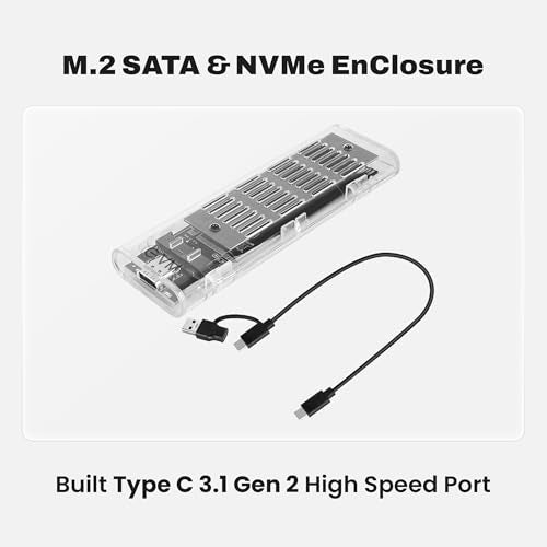 EVM M.2 SSD Enclosure USB 3.1 Gen 2 Type-C | NVMe SATA Dual Protocol | 10Gbps High Speed | Supports 2280 2260 2242 2230 | External SSD Case | 1 Year Warranty (EVM-CG-003) - Image 2