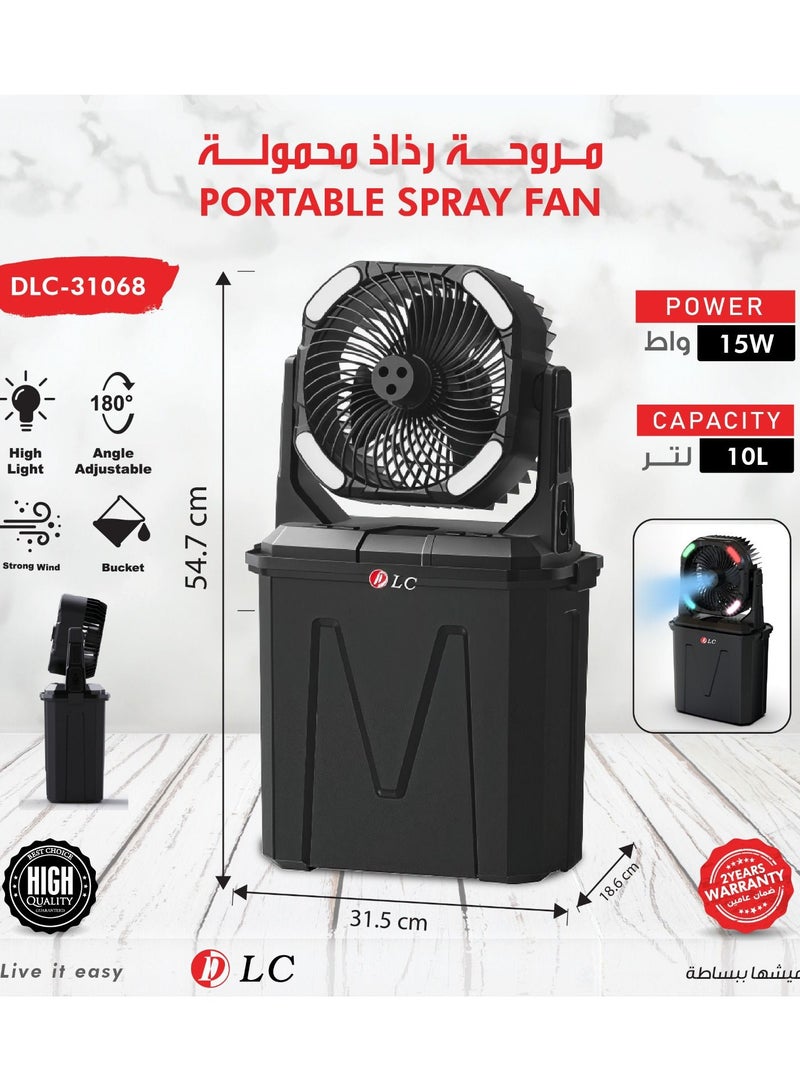 DLC-31068 Camping Misting Fan with Timer Mode, 3 Lighting Modes Capacity 10L