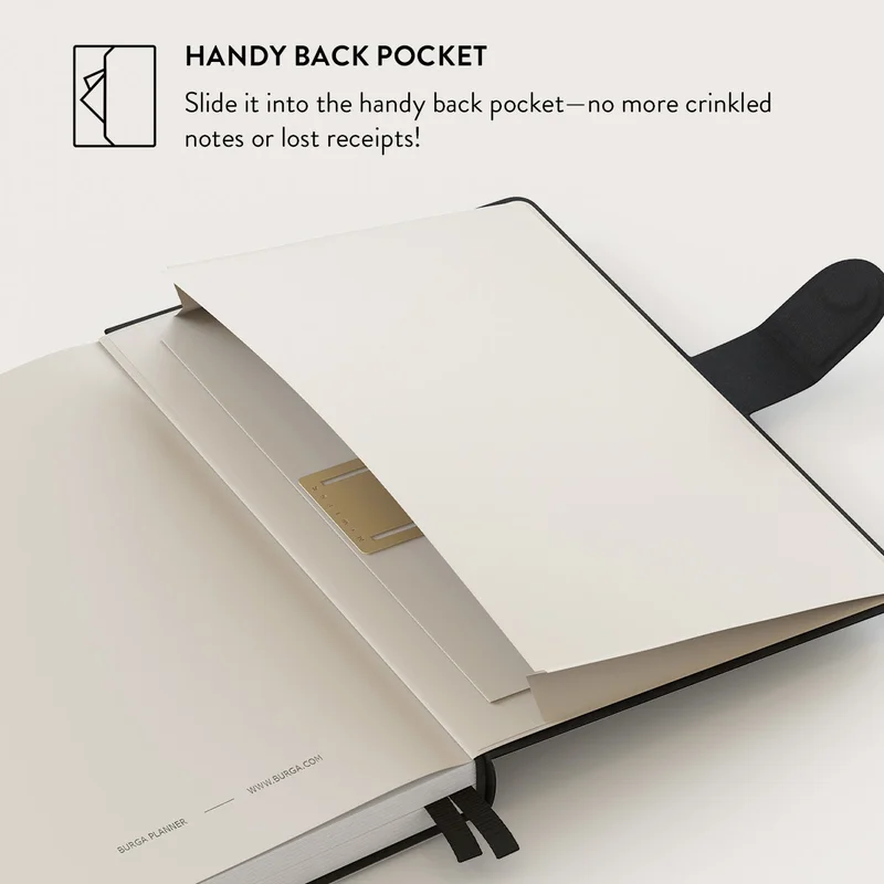Burga Burga Notebook Ivy League Burga A5 Undated Infinity Planner with Magnetic Closure – Vegan Leather Hardcover Notebook, 144 Pages, 100 GSM FSC Paper, Flat Lay Binding, Back Pocket & Ribbon Markers – Ivy League  | Best Price UAE