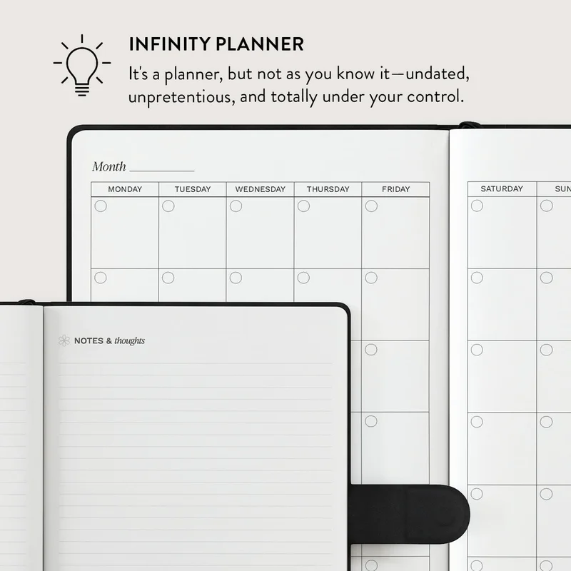 Burga Burga Notebook Ivy League Burga A5 Undated Infinity Planner with Magnetic Closure – Vegan Leather Hardcover Notebook, 144 Pages, 100 GSM FSC Paper, Flat Lay Binding, Back Pocket & Ribbon Markers – Ivy League  | Best Price UAE