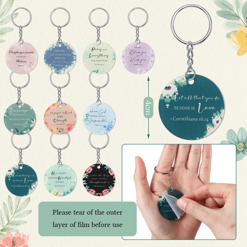 Dansydaisy 60 Pcs Christian Gifts for Women Religious Gifts Include 20 Canvas Makeup Bags 20 Bible Verse Mini Mirror 20 Inspirational Bible Keychains Church Favors for Women Mother Sister(Classic) - Image 5