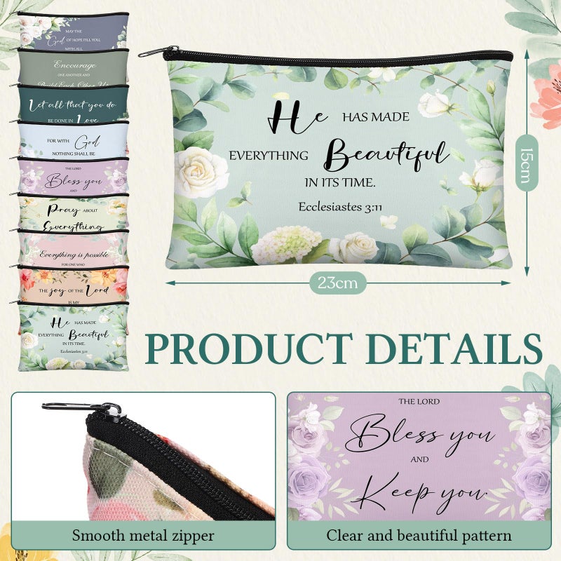 Dansydaisy 60 Pcs Christian Gifts for Women Religious Gifts Include 20 Canvas Makeup Bags 20 Bible Verse Mini Mirror 20 Inspirational Bible Keychains Church Favors for Women Mother Sister(Classic) - Image 3