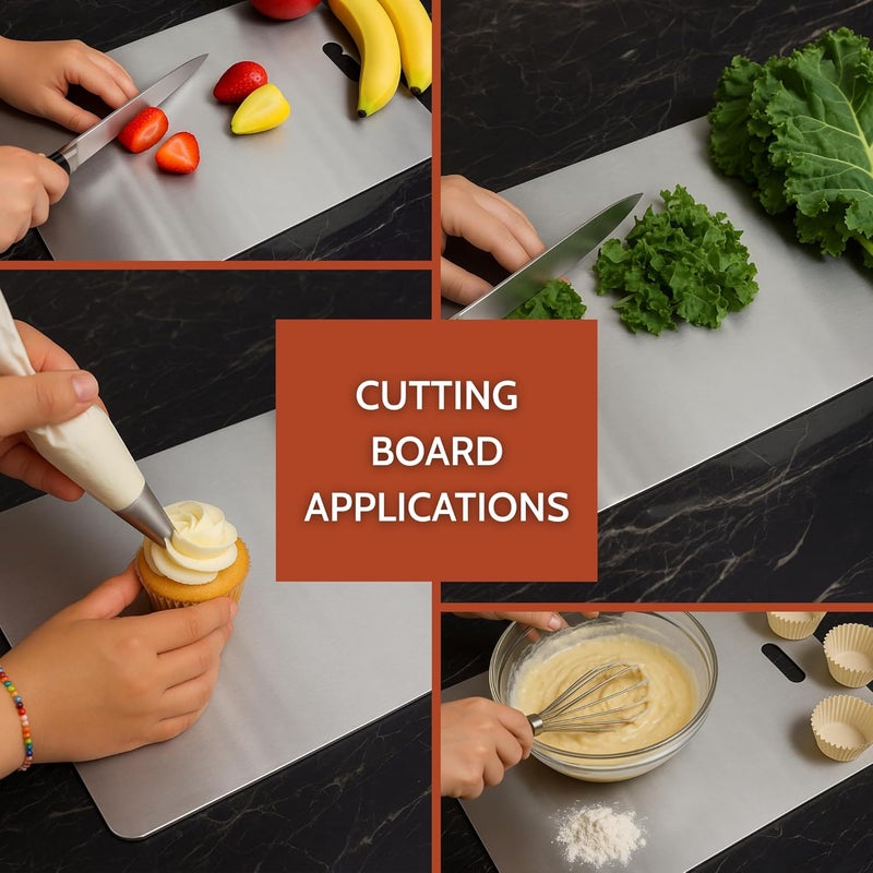 Clazkit Regular Stainless Steel Chopping Cutting Board Vegetable,Fruit,Bread & Meat Durable Safe & Heavy Duty (207 x 310 x 1mm) - Rose Gold - Image 2