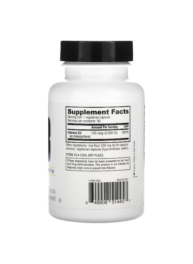 NutraBio NutraBio, Vitamin D-3, 125 mcg (5,000 IU), 90 Capsules  - Image 2