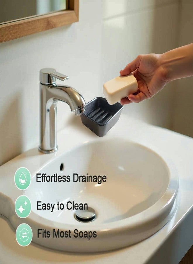 Vonpri Ceramic Soap Dish with Drainer, Square Soap Holder for Bathroom, Shower, Kitchen Sink - Soapbox Saver Tray Dr. Squatch Bar Container Keeps Dry, Easy to Clean, Compact & Stylish (1, Black) - Image 5