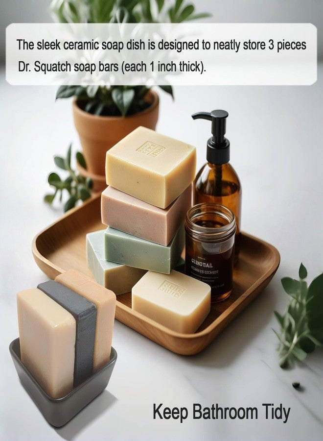 Vonpri Ceramic Soap Dish with Drainer, Square Soap Holder for Bathroom, Shower, Kitchen Sink - Soapbox Saver Tray Dr. Squatch Bar Container Keeps Dry, Easy to Clean, Compact & Stylish (1, Black) - Image 3