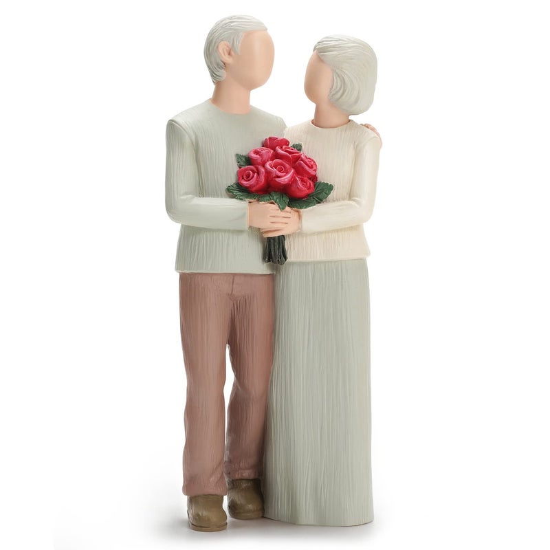 Hensonever Hensonever Loving Elderly Couple Figurines Wedding Anniversary Statues for Home Decoration Sculpted HandPainted Figures Gifts to Parents Grandparents 