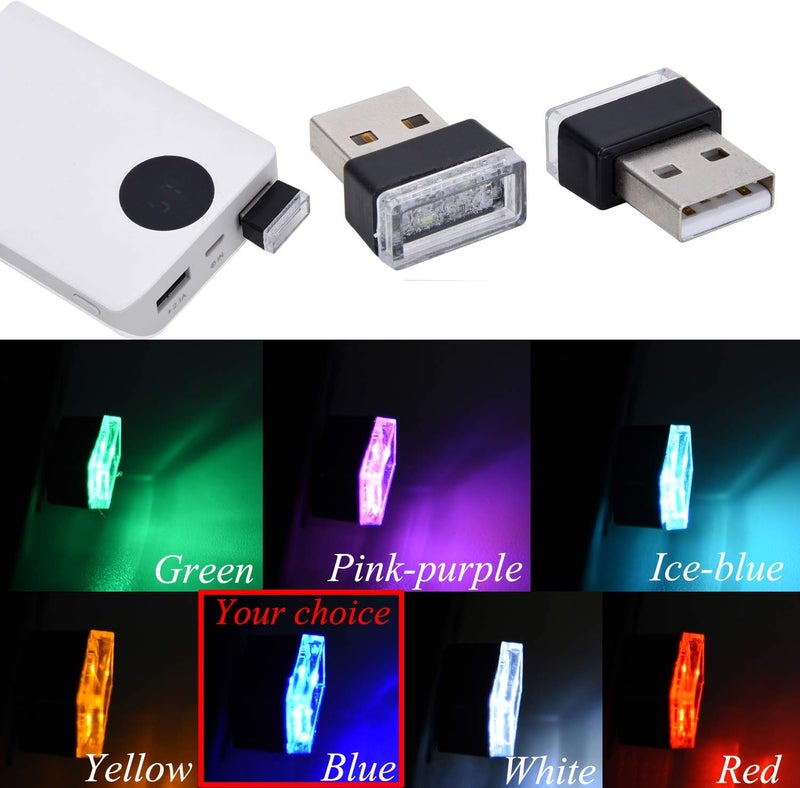 FEBRYTOLD 4Pcs Blue USB Car Interior Atmosphere Lamps, Universal Mini Led USB Lights for Car Decoration, Lighting - Image 5