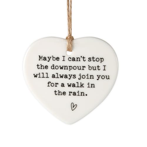 NQEUEPN Maybe I Can't Stop the Downpour Plaque, Ceramic Heart Souvenir Hanging Friendship Plaque Crafts Friendship Gift Bestie/Sister Tough Time Gift Hang Sign Ornament for Wall Door Decor - Image 1
