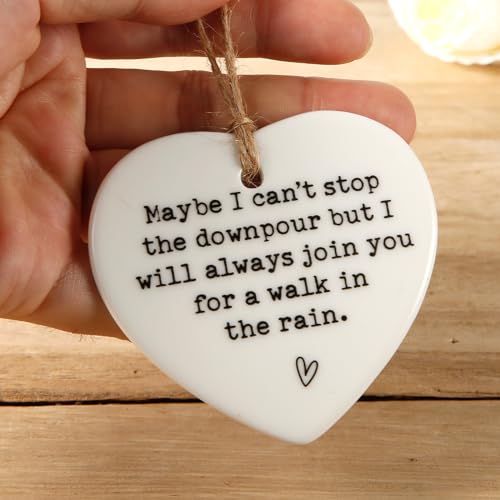 NQEUEPN Maybe I Can't Stop the Downpour Plaque, Ceramic Heart Souvenir Hanging Friendship Plaque Crafts Friendship Gift Bestie/Sister Tough Time Gift Hang Sign Ornament for Wall Door Decor - Image 5