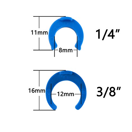 YXCCSE 100Pcs 1/4" and 50Pcs 3/8" Locking Clips Clamps Blue Locking Clips for RO Reverse Osmosis Water Filter Fittings, Locking Clips Clamps Quick Connector, PE Pipe Fitting Filter System Accessories - Image 2