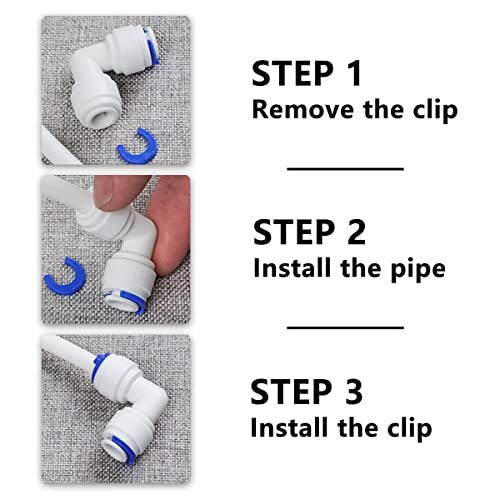 YXCCSE 100Pcs 1/4" and 50Pcs 3/8" Locking Clips Clamps Blue Locking Clips for RO Reverse Osmosis Water Filter Fittings, Locking Clips Clamps Quick Connector, PE Pipe Fitting Filter System Accessories - Image 3