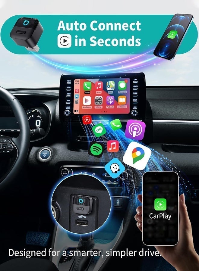 Ottocast Ultra Mini Wireless CarPlay & Android Auto Adapter 2026 Dongle Wired to Wireless for OEM Cars,MINI Wireless Apple CarPlay Wireless Carplay Adapter for iPhone & Android Auto Connect,Wi-Fi 6 & Bluetooth 5.4,Plug and Play Car Play - Image 2